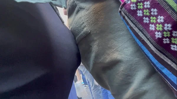 Mature mom loves BBC pressed on her ass in public Pt. 1