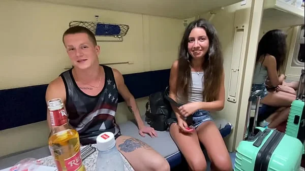 Together with a friend fucked a stranger girl right in the train compartment