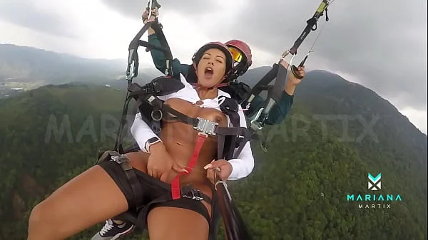 The number one ebony actress from Colombia Mariana Martix goes paragliding masturbating naked